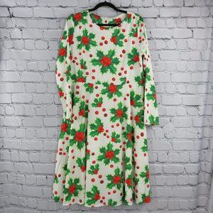 Women's Plus Holiday Fit & Flare Long Sleeve Dress